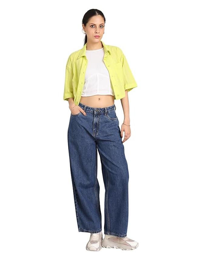 inkd جينز نسائي واسع - متوسط الارتفاع | 100٪ قطن | جينز للنساء - Image 4